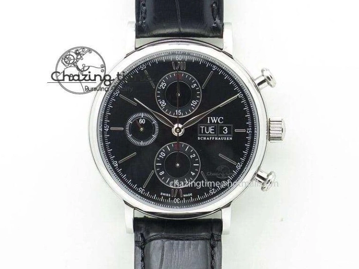 MIROTIME 0518 Supportive Portofino Automatic SS AF 1:1 Best Edition White Dial on Black Croco Leather Strap A 7184